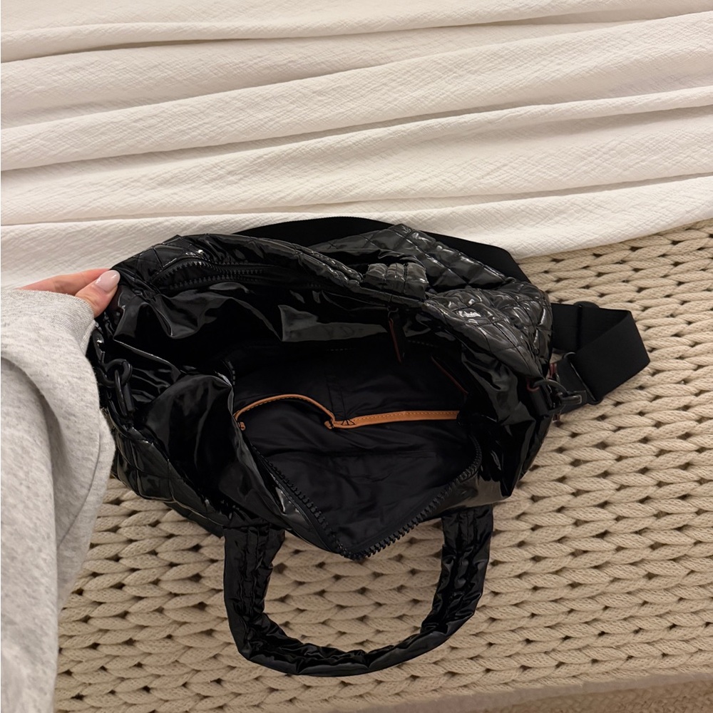 MZ Wallace Black Quilted Patent Shoulder Bag with Adjustable Strap - Picture 2 of 2
